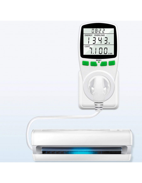 
Energijos suvartojimo matuoklis, vatmetras su LCD ekranu lizdui
