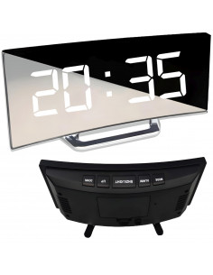 
Elektroninis žadintuvas su termometru, data, LED veidrodėliu
