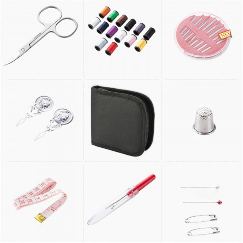 
Siuvėjo kelioninis siuvimo rinkinys, siuvimo organizatorius, adata, smeigtukas, centimetras - rinkinys
