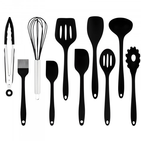 
Silikoninės virtuvės reikmenys, mentelės, žnyplės, samčiai - 10 vnt.
