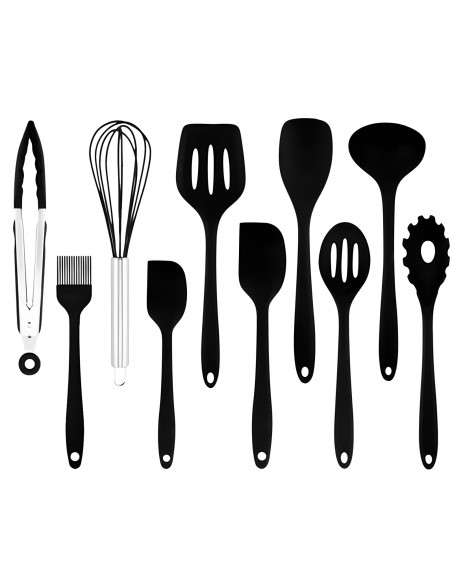 
Silikoninės virtuvės reikmenys, mentelės, žnyplės, samčiai - 10 vnt.
