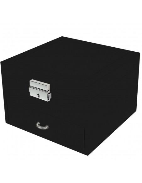 
Papuošalų organizatoriaus dėžutė su veidrodžiu ir stalčiumi - juoda
