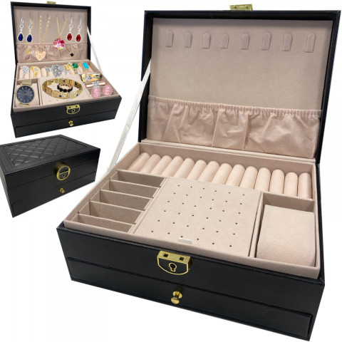 
Papuošalų organizatoriaus dėžutė su rakto spyna - juoda
