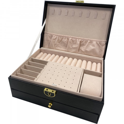 
Papuošalų organizatoriaus dėžutė su rakto spyna - juoda
