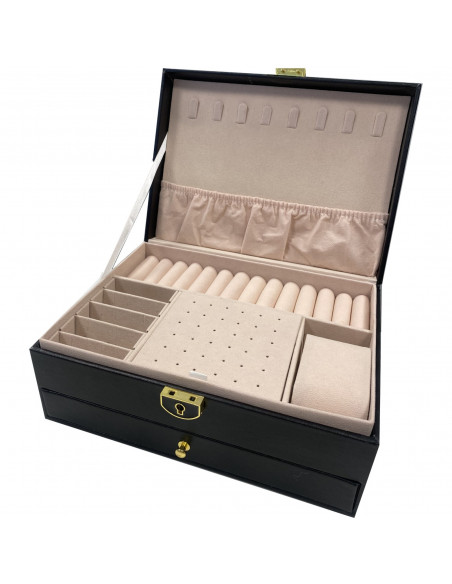 
Papuošalų organizatoriaus dėžutė su rakto spyna - juoda
