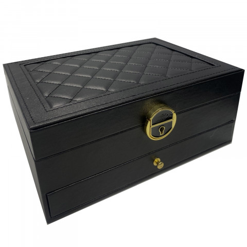 
Papuošalų organizatoriaus dėžutė su rakto spyna - juoda
