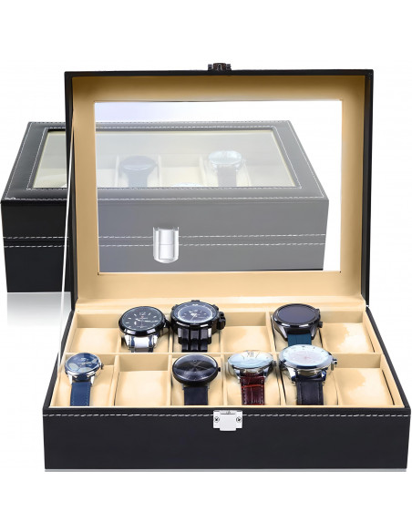 
Organizatoriaus dėžutė laikrodžiams ar papuošalams, 12 skyrių - juoda
