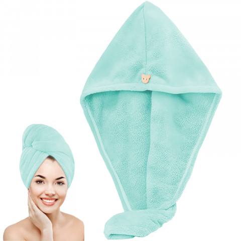 
Turbaninis mikropluošto plaukų džiovinimo rankšluostis, sugeriantis - mėtinis
