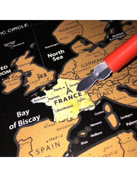 
Nutrinama kelionių plakato pasaulio žemėlapio 82 x 59 - juoda ir auksinė
