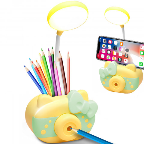 
Mokyklinė stalo lempa su galąstuvu ir priedų dėžute
