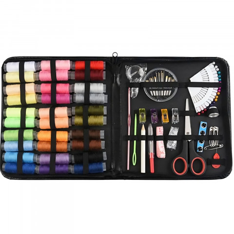 
Siuvėjo įrankių dėžė, siūlų kirpimo įrankis, priedai dėkle - 122 vnt.
