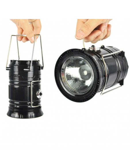 
Įkraunamas saulės energija varomas turistinis žibintas su išorine baterija, sulankstomas, 6 LED
