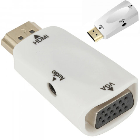 
HDMI - VGA DSUB keitiklio adapteris - baltas
