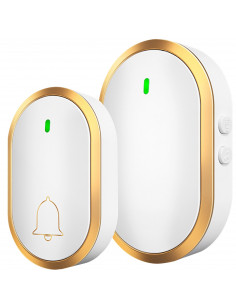 
Belaidis vartų durų skambutis, atsparus vandeniui 300 m – balto aukso spalvos
