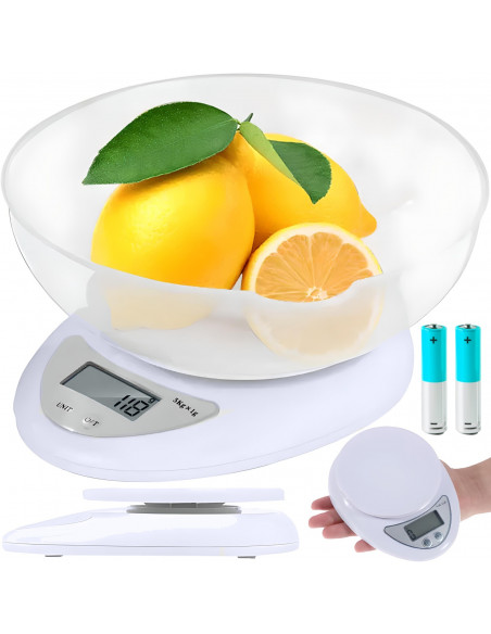 
Elektroninės virtuvės svarstyklės su dubeniu 5000g / 1g
