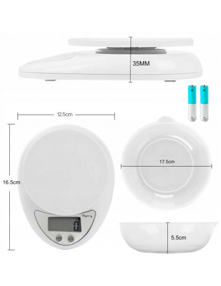 
Elektroninės virtuvės svarstyklės su dubeniu 5000g / 1g
