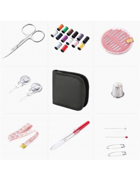 
Siuvėjo kelioninis siuvimo rinkinys, siuvimo organizatorius, adata, smeigtukas, centimetras - rinkinys
