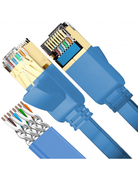 
RJ45 CAT7 tinklo kabelis interneto kabelis 1 m mėlynas
