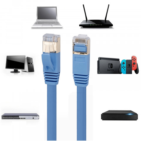 
RJ45 CAT7 tinklo kabelis interneto kabelis 1 m mėlynas
