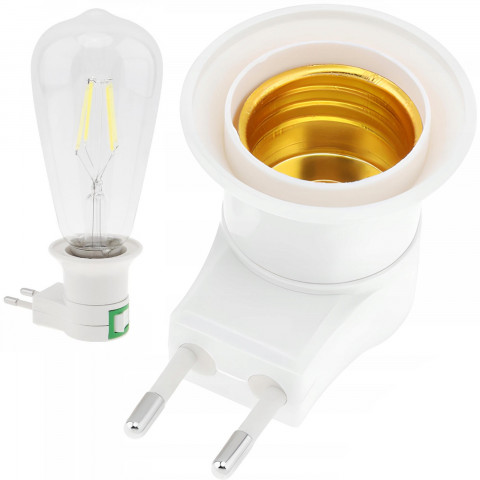 
E27 lemputės adapteris 230 V lizdui su jungikliu
