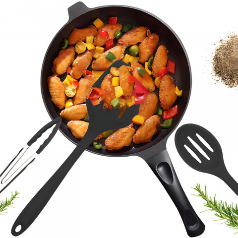 
Silikoninės virtuvės reikmenys, mentelės, žnyplės, samčiai - 10 vnt.
