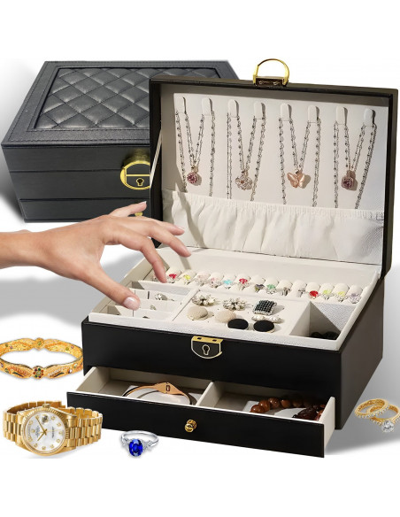 
Papuošalų organizatoriaus dėžutė su rakto spyna - juoda
