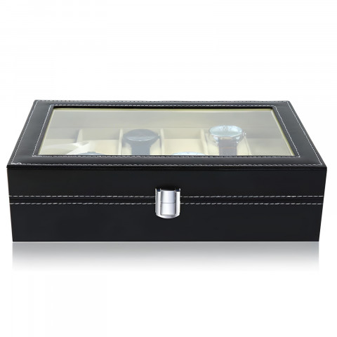 
Organizatoriaus dėžutė laikrodžiams ar papuošalams, 12 skyrių - juoda
