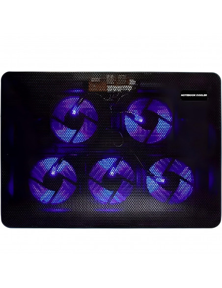 
Nešiojamojo kompiuterio aušinimo kilimėlis su LED foniniu apšvietimu ir 5 ventiliatoriais 12–17 colių
