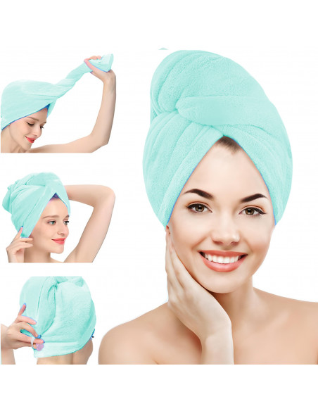 
Turbaninis mikropluošto plaukų džiovinimo rankšluostis, sugeriantis - mėtinis
