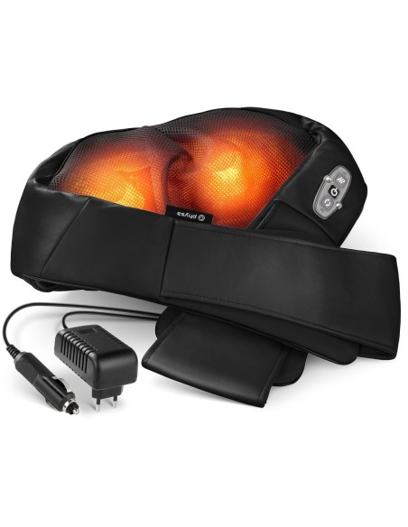 Kaklo, kaklo, nugaros, pečių masažuoklis su šildymo funkcija, 8 galvutės, 12V/230V, 24W, juodas Kaklo, kaklo, nugaros, pečių masažuoklis su šildymo funkcija, 8 galvutės, 12V/230V, 24W, juodas