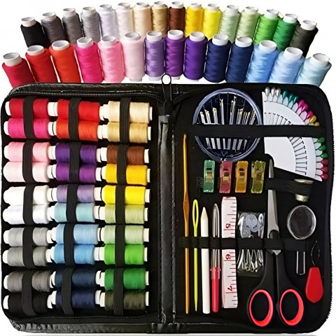 
Siuvėjo įrankių dėžė, siūlų kirpimo įrankis, priedai dėkle - 122 vnt.
