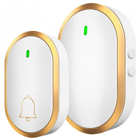 
Belaidis vartų durų skambutis, atsparus vandeniui 300 m – balto aukso spalvos
