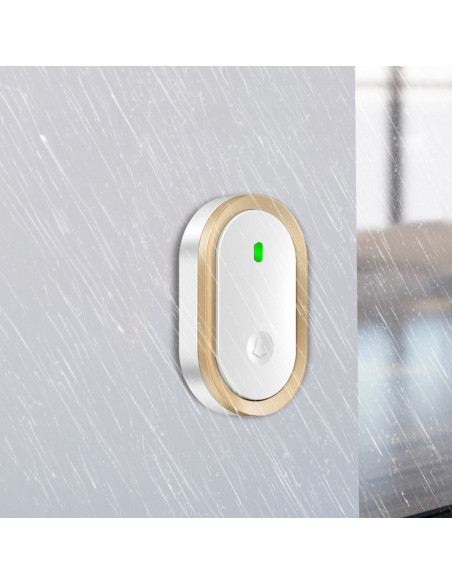 
Belaidis vartų durų skambutis, atsparus vandeniui 300 m – balto aukso spalvos
