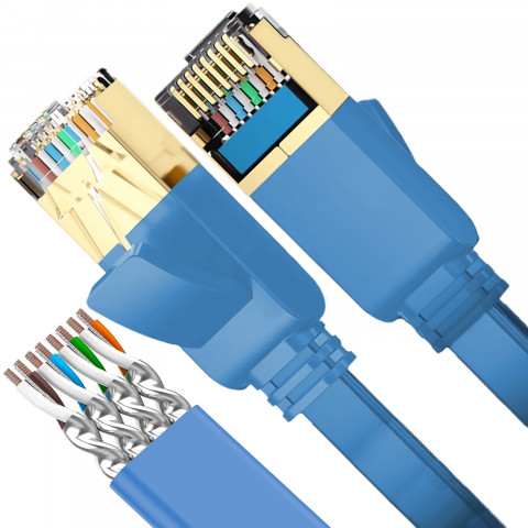 
RJ45 CAT7 tinklo kabelis interneto kabelis 1 m mėlynas
