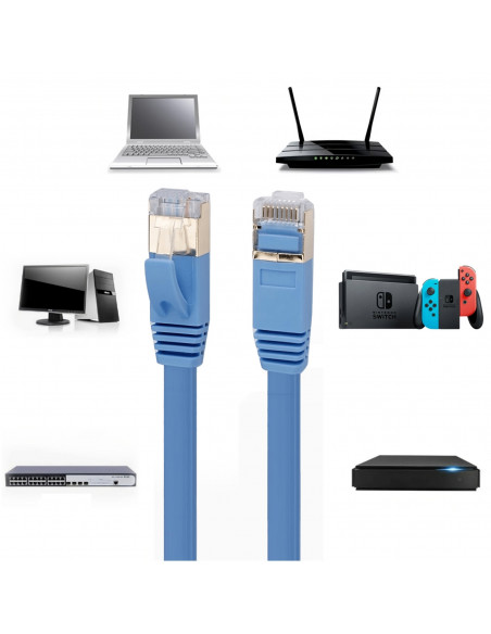 
RJ45 CAT7 tinklo kabelis interneto kabelis 1 m mėlynas
