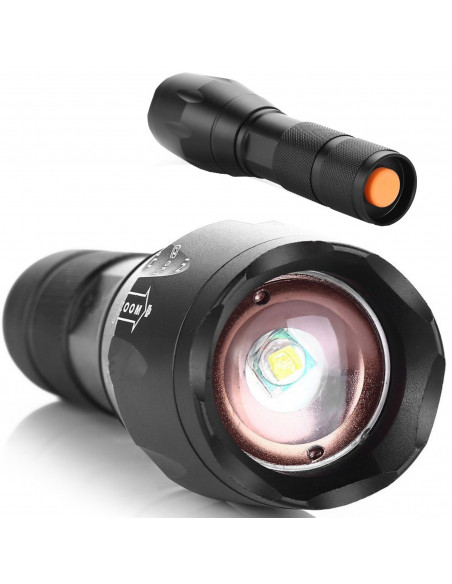 
Įkraunamas taktinis metalinis žibintuvėlis su 5 priartinimo režimais
