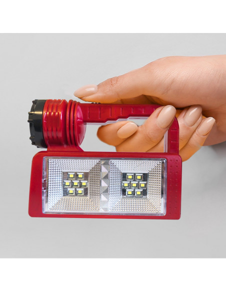 
Žibintuvėlio tipo stovyklavimo dirbtuvių lempa su LED baterijų laikikliu
