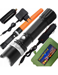 
Įkraunamas taktinis metalinis žibintuvėlis su 5 priartinimo režimais
