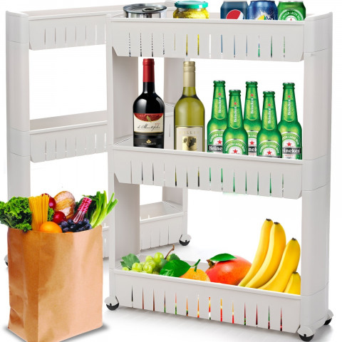 
Vonios vežimėlis, virtuvės lentyna, mobili spintelė, 3 lentynos, 54 x 71 x 12 cm
