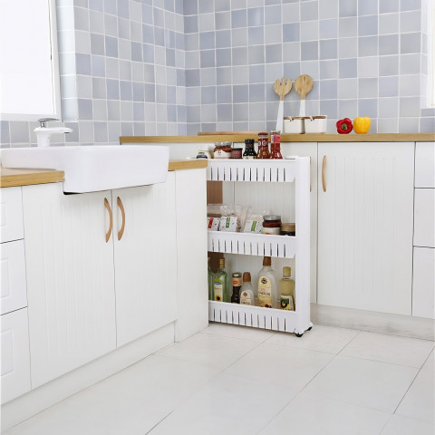 
Vonios vežimėlis, virtuvės lentyna, mobili spintelė, 3 lentynos, 54 x 71 x 12 cm
