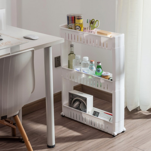 
Vonios vežimėlis, virtuvės lentyna, mobili spintelė, 3 lentynos, 54 x 71 x 12 cm
