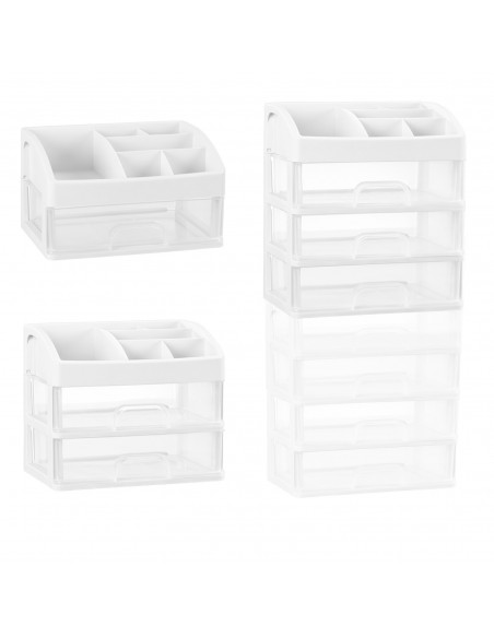 
Vonios kambario organizatorius kosmetikai ir papuošalams, 3 stalčiai, 6 skyriai - baltas
