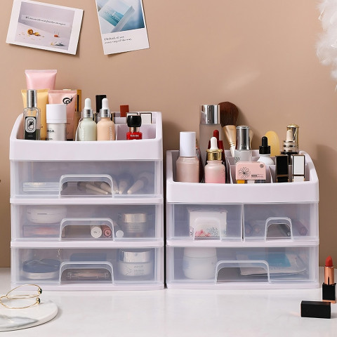 
Vonios kambario organizatorius kosmetikai ir papuošalams, 3 stalčiai, 6 skyriai - baltas
