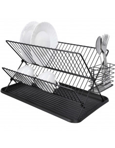 
Dviejų aukštų metalinė indų džiovyklė, juoda
