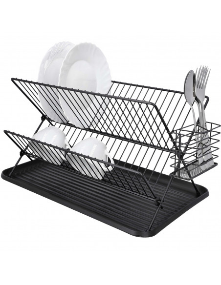 
Dviejų aukštų metalinė indų džiovyklė, juoda
