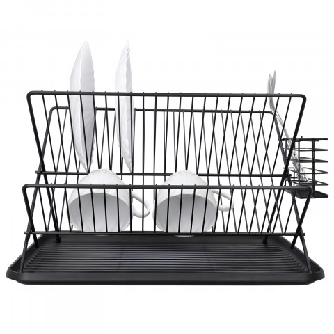 
Dviejų aukštų metalinė indų džiovyklė, juoda
