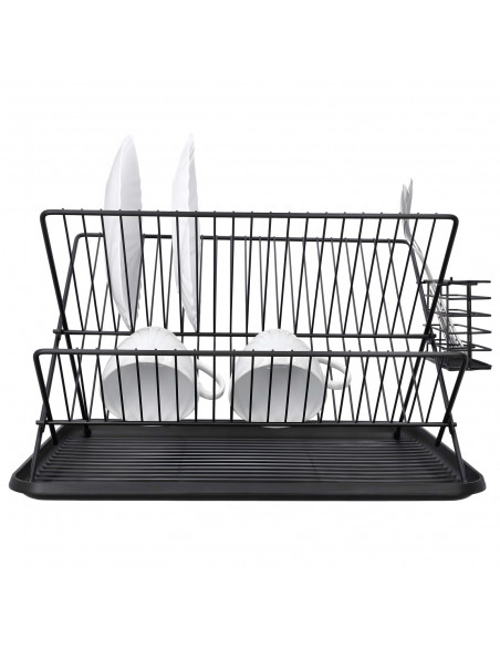 
Dviejų aukštų metalinė indų džiovyklė, juoda
