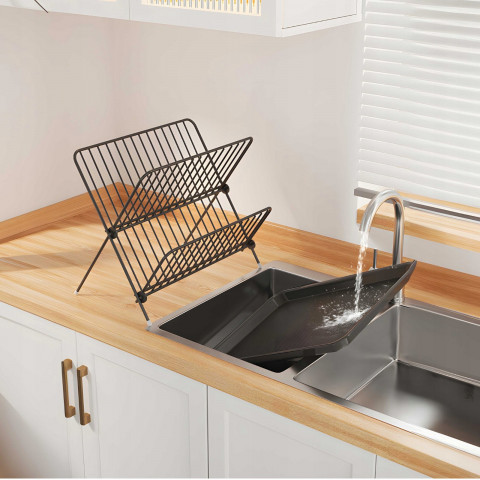 
Dviejų aukštų metalinė indų džiovyklė, juoda
