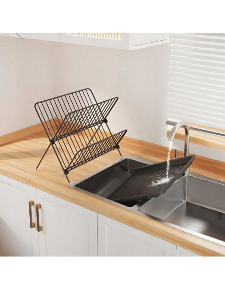 
Dviejų aukštų metalinė indų džiovyklė, juoda
