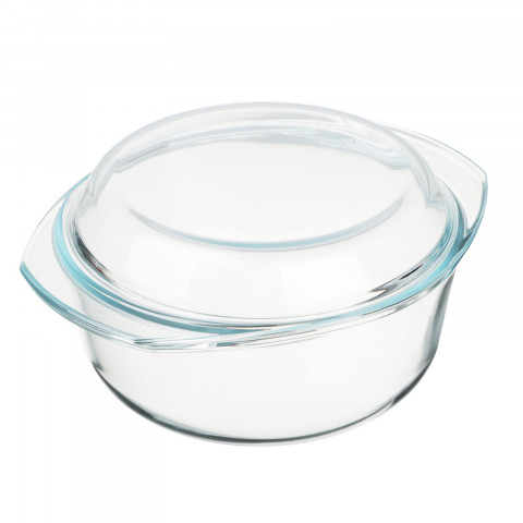 
Apvalus, karščiui atsparus troškintuvas su dangčiu, STIKLINIS, 1,5 l
